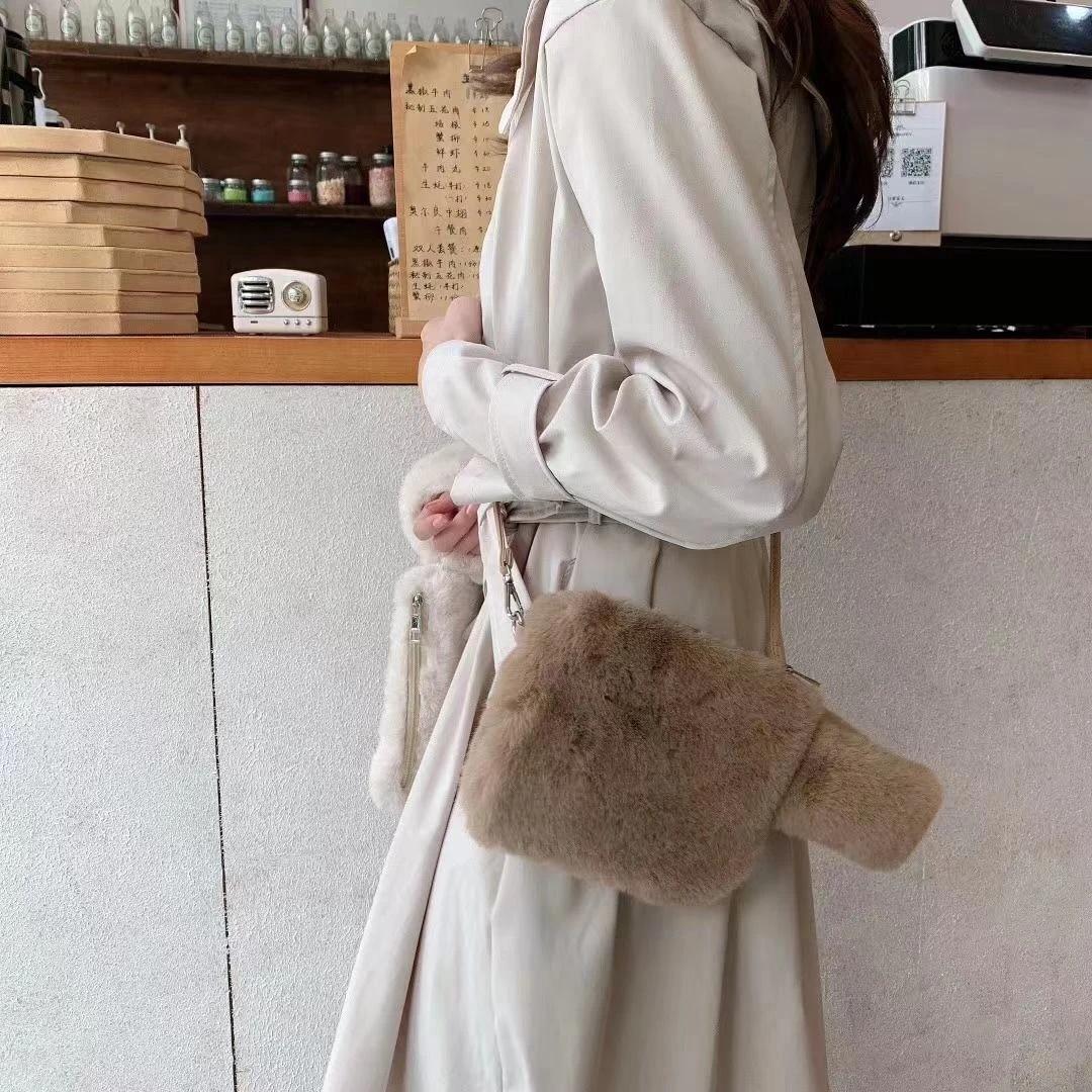 高级感秋冬毛绒绒包包女包2023新款时尚手提水桶包百搭斜挎毛毛包
