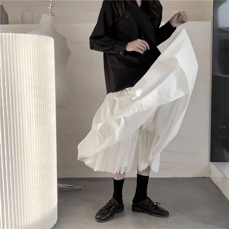 【黑白工作室】暗黑系重工半身裙仙女裙蓬蓬裙中长款