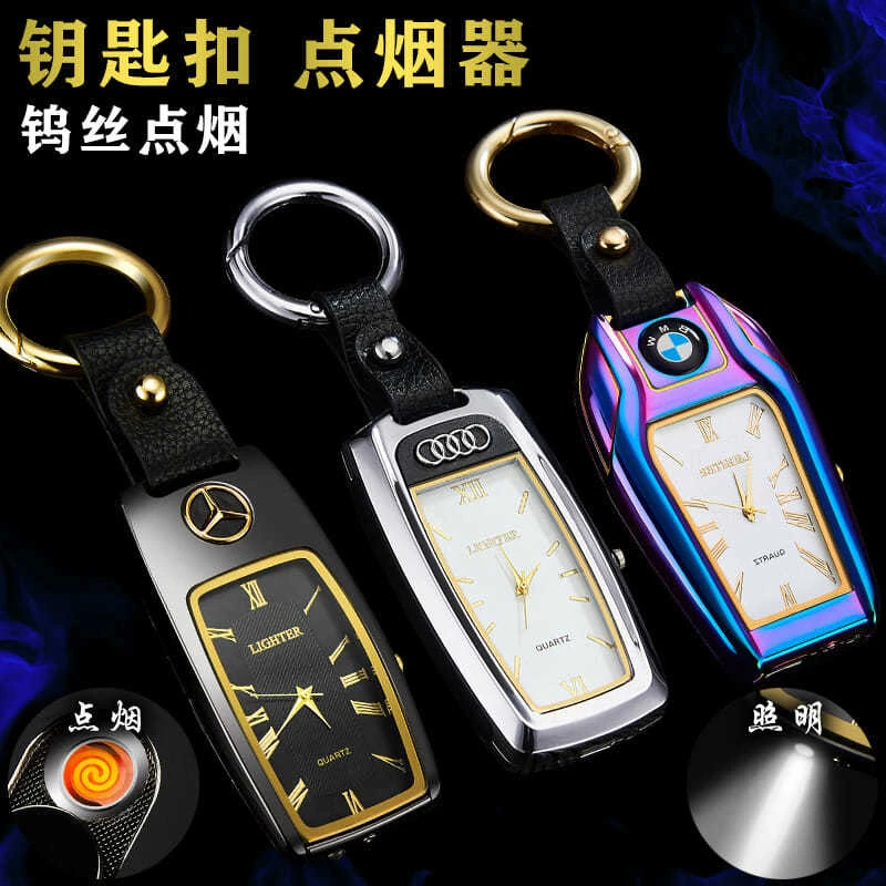 新款带表充电打火机带手电筒