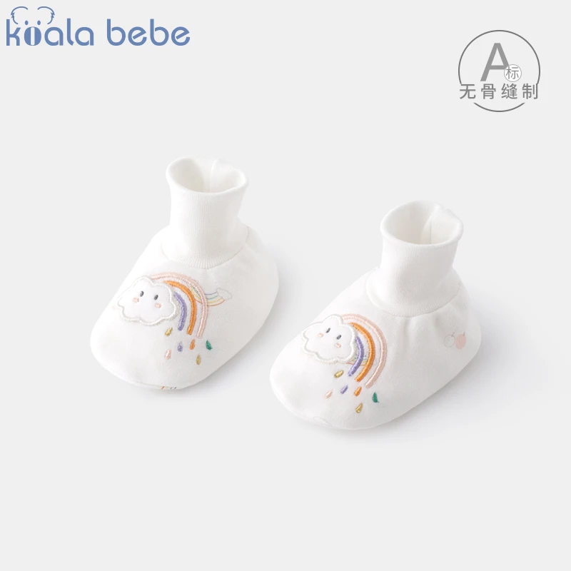 考拉鼻鼻_新生儿脚套春秋季宝宝纯棉护脚套婴幼儿彩虹防踢掉鞋套