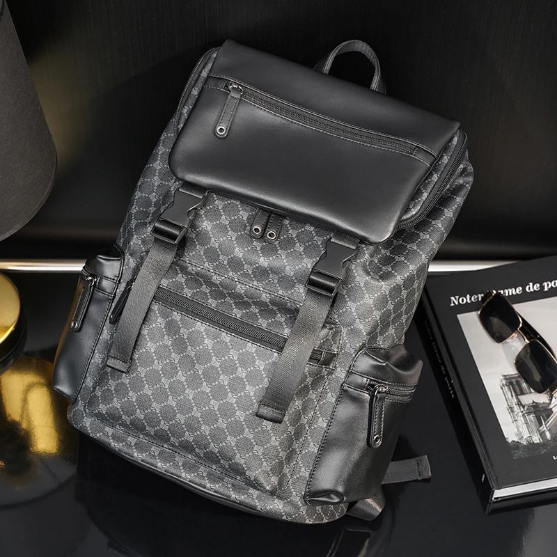 升级版男士双肩包休闲时尚背包 韩版街头男包书包大容量电脑背包