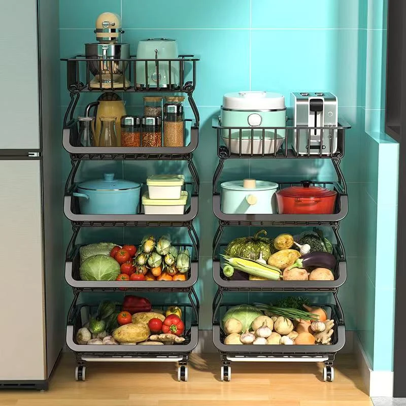 菜篮子厨房置物架落地式多层放蔬菜储物架子多功能果蔬收纳筐神器