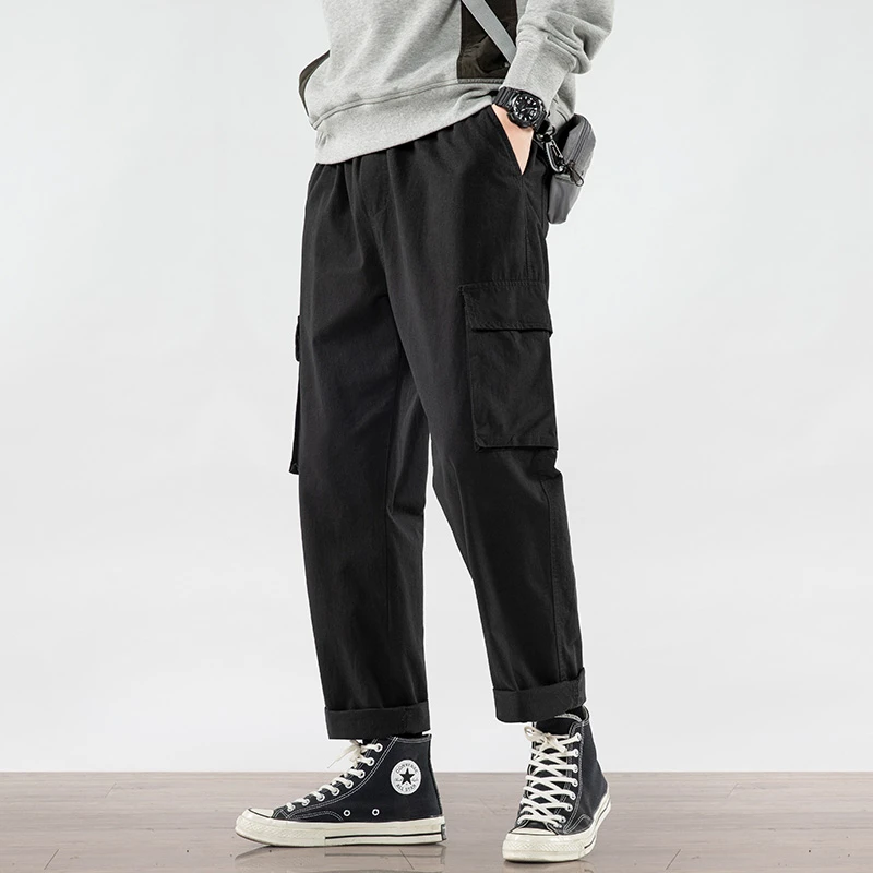 0297工装裤男士直筒宽松阔腿秋冬季加绒ins韩版潮流百搭休闲长裤
