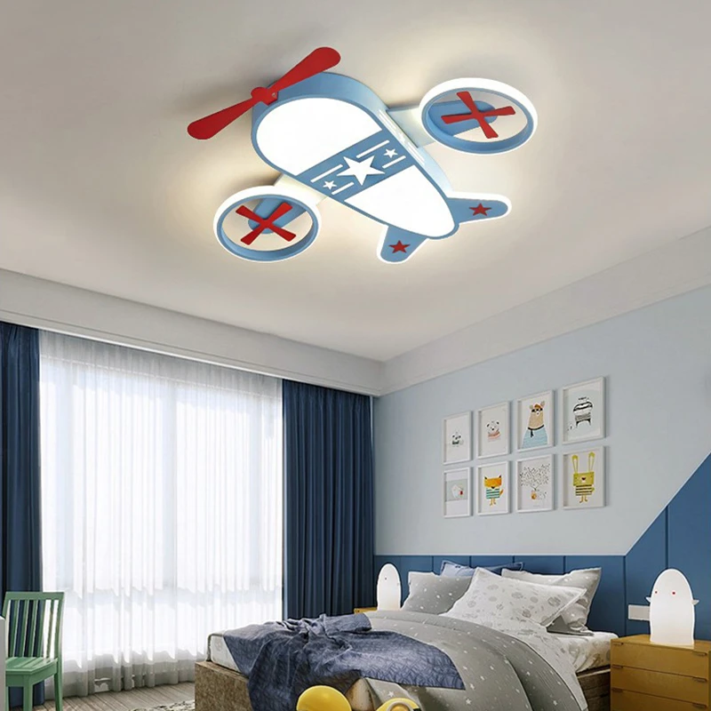 铁艺飞机灯创意时尚卡通儿童灯男孩房间灯小孩卧室LED护眼吸顶灯