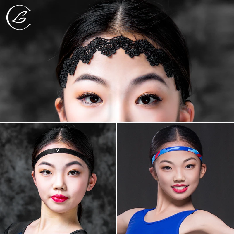 乐雅池拉丁发带黑色蕾丝束发带头饰拉丁配件舞蹈配件头部饰品蕾丝