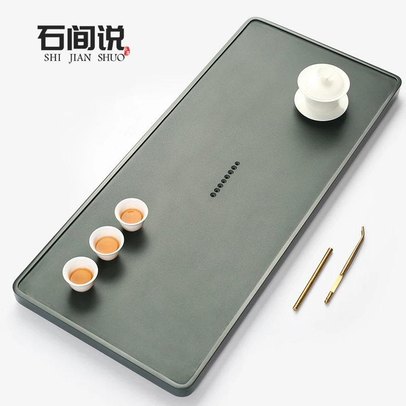 石间说天然天罗绿石茶盘大气高端上档次茶盘桌面专用茶盘简奢茶台