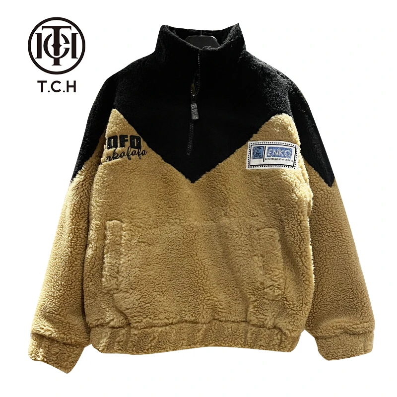 奥莱-TECHNOCHILLOUTHOUSE拼接烫钻毛毛休闲时尚卫衣T21111C6087