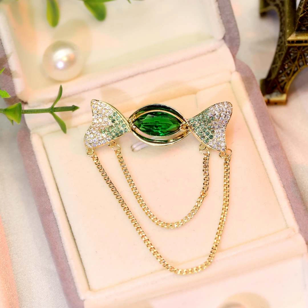 澜瑟XZ1556糖果恋人胸针 可做领针韩版流苏时尚百搭镀金礼盒装