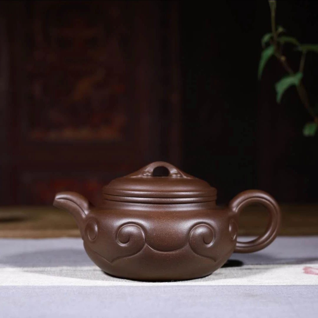 宜兴紫砂壶全手工制作仿古如意紫泥容量260cc