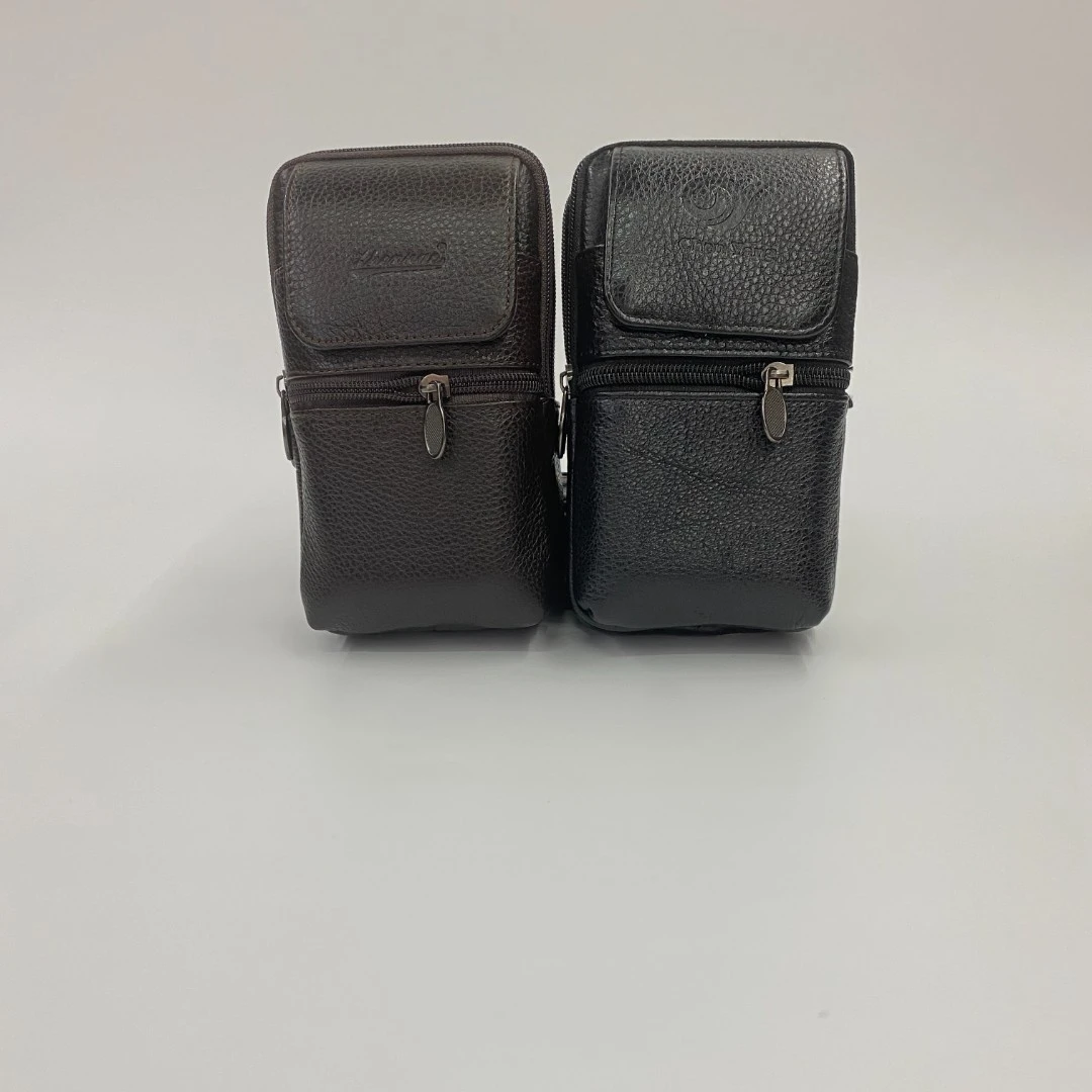 头层牛皮手机穿皮带腰包6.8寸5.5寸外挂斜跨运动真皮男包中年男士