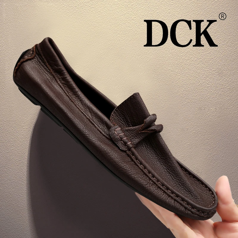 DCK豆豆鞋2024年新款男士休闲皮鞋软皮软底一脚蹬懒人驾车好鞋子