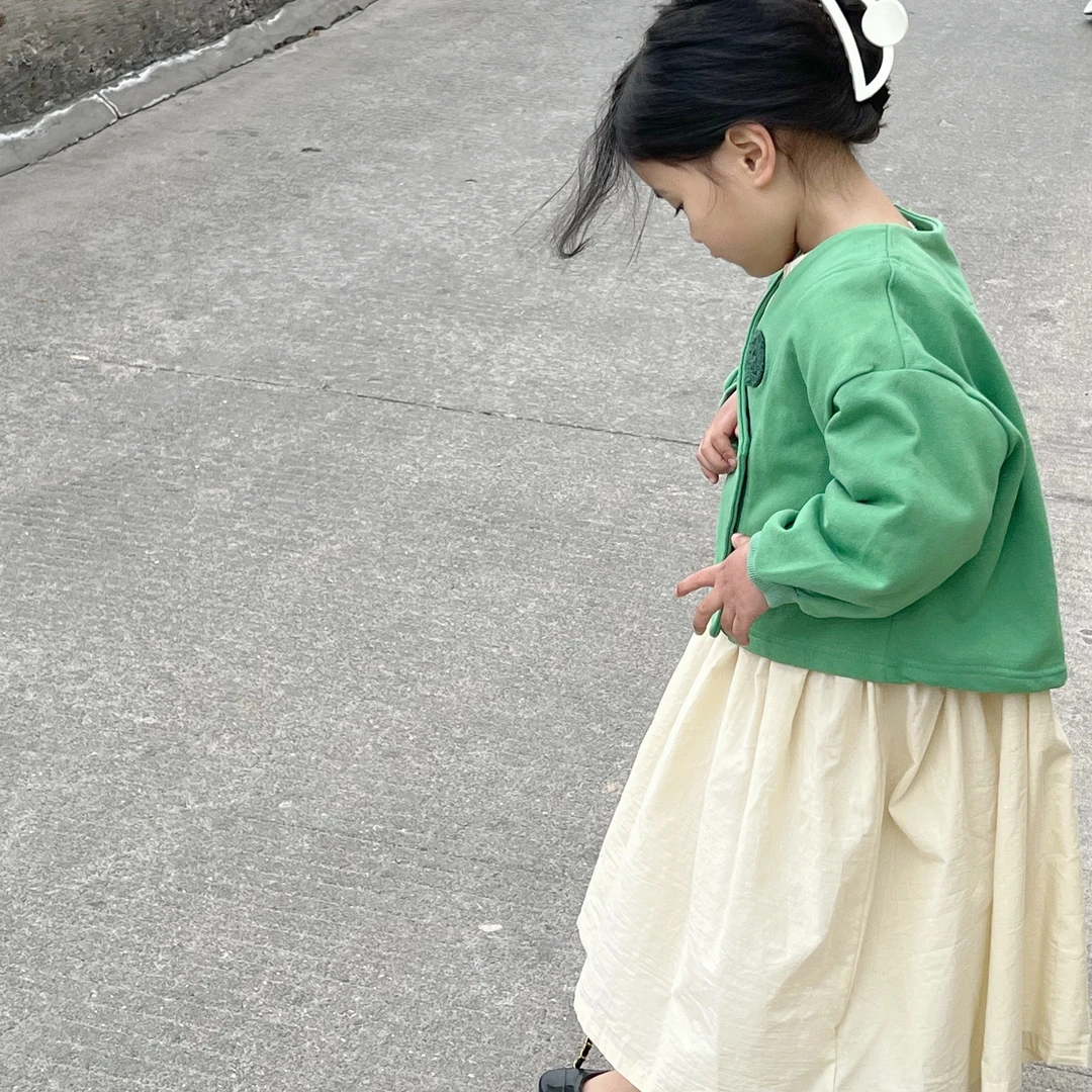 小雨妈韩风连衣裙80116 绿色小开衫80031