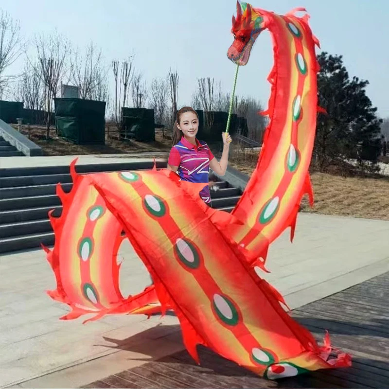 健身龙红色绿色黄色蓝色彩带龙单人舞龙