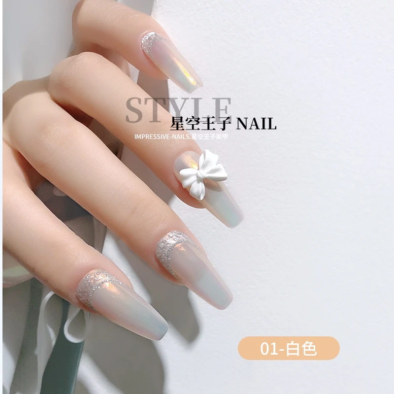 INS网红美甲仙女裸粉树脂蝴蝶结质感立体指甲DIY饰品小号尺寸3颗