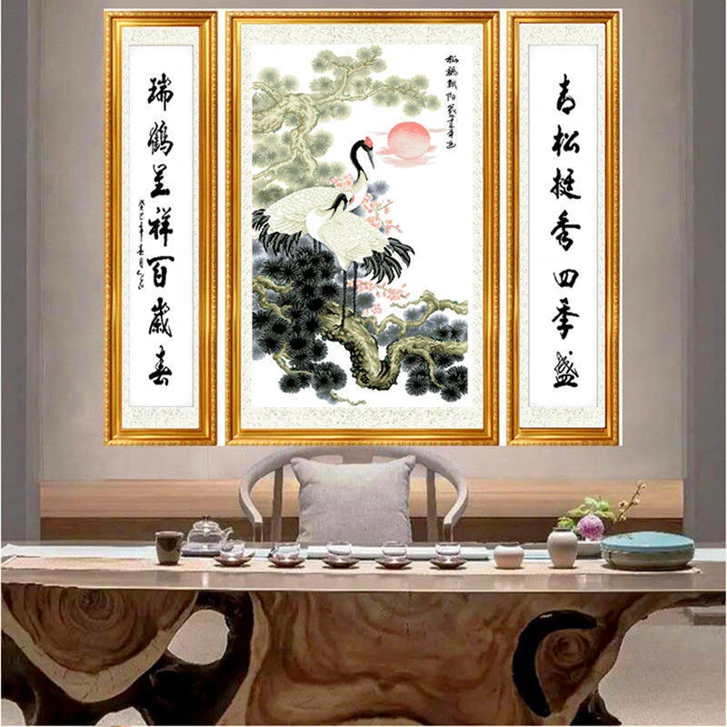 中堂十字绣新款中国风青松仙鹤松鹤朝阳松龄鹤寿祝寿手工简单棉线