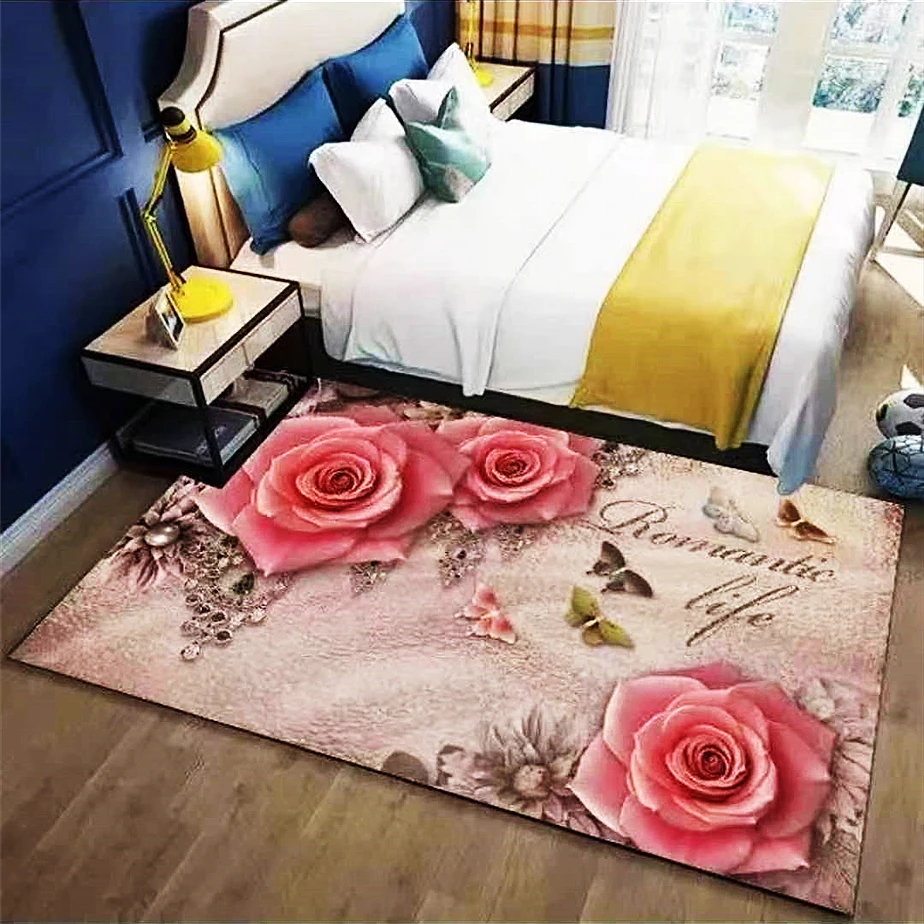 【梧桐】花语客厅床边地垫 水晶绒