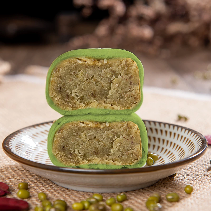 抹茶冰绿豆饼整箱早餐手工传统老式糕点休闲食品200g圆饼经典细腻