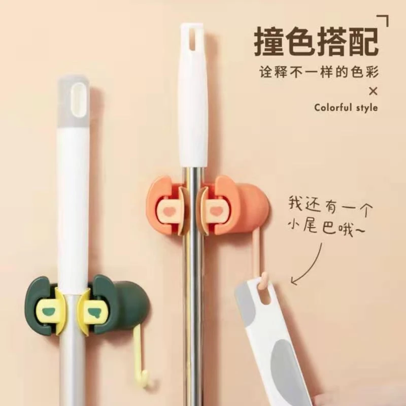 【金铂喜】升级可爱拖把夹子拖把挂钩免打孔挂架强力家用粘钩壁挂