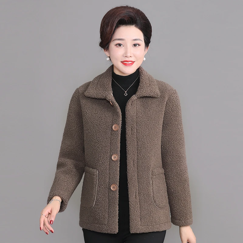 秋冬女款加绒加厚短款棉袄修身保暖妈妈装耐脏家居服棉外套女士