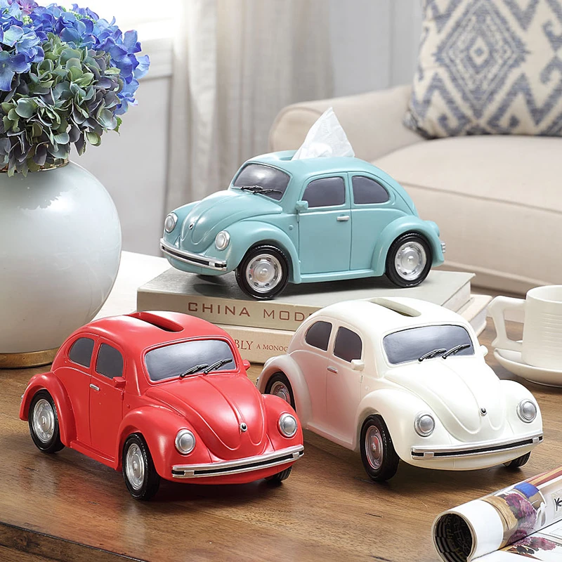 创意树脂汽车纸巾盒客厅餐巾纸卷纸筒桌面北欧家用卡通收纳抽纸盒