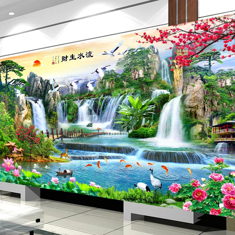 5d钻石画2025新款客厅山水风景钻石绣满钻圆钻手工点贴粘钻十字绣
