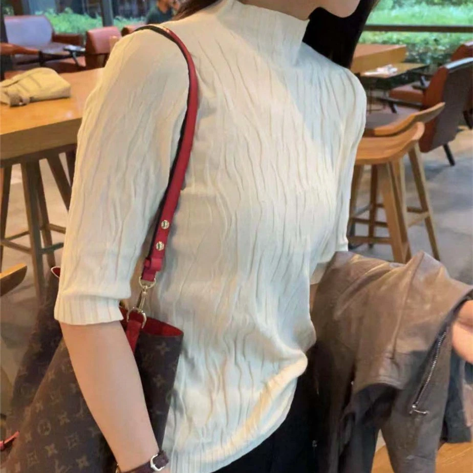 阿黎精选-------韩系纹理半高领打底衫