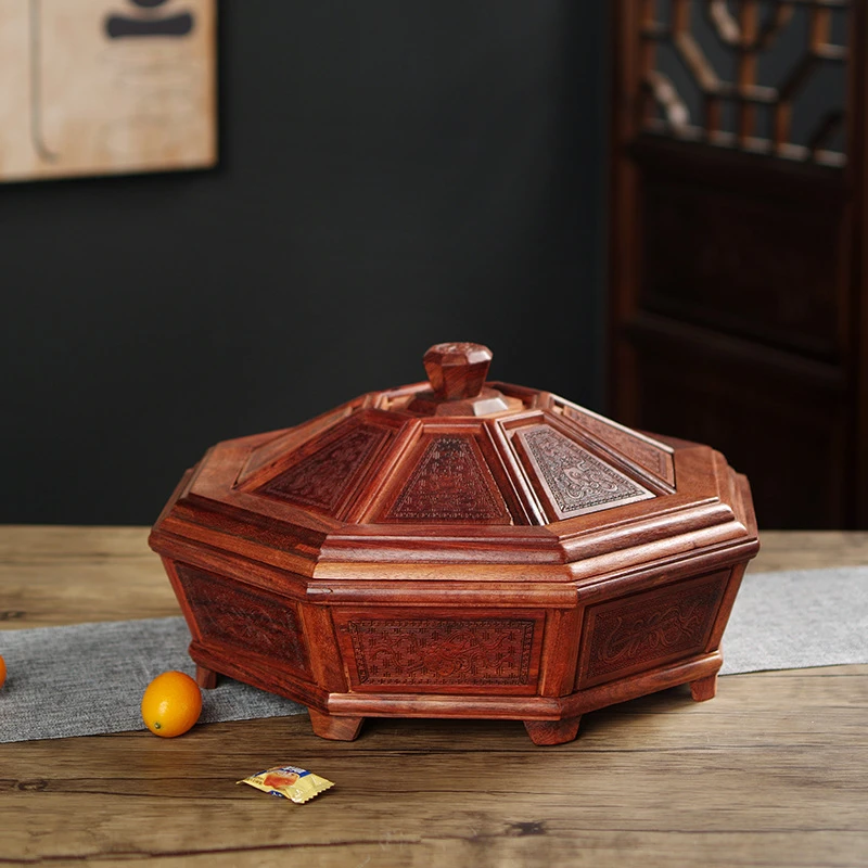 雕花八宝盒木制干果盒编号A0999