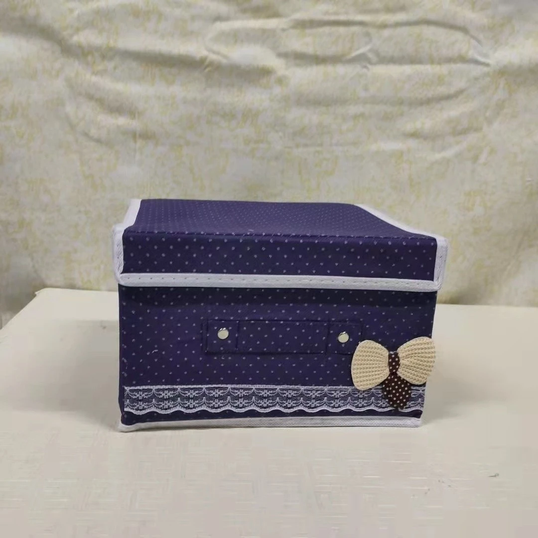 【小物整理箱】<深蓝色>24X20X15cm<±3cm>折叠手工无纺布 收纳盒