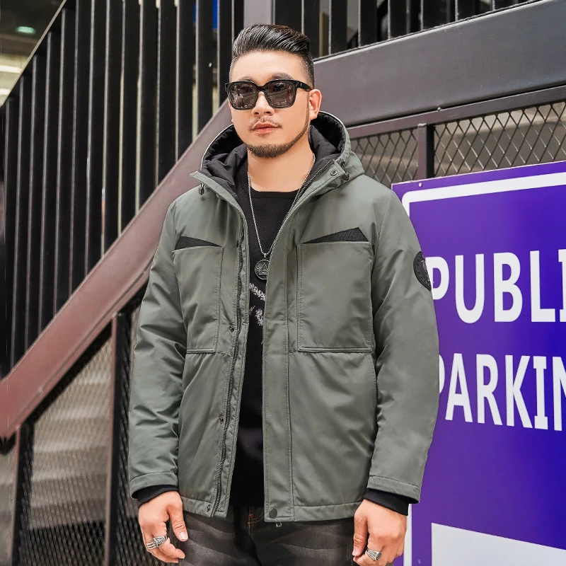 特大码羽绒服男冬季加绒加厚白鸭绒外套胖子男装保暖防寒服300斤