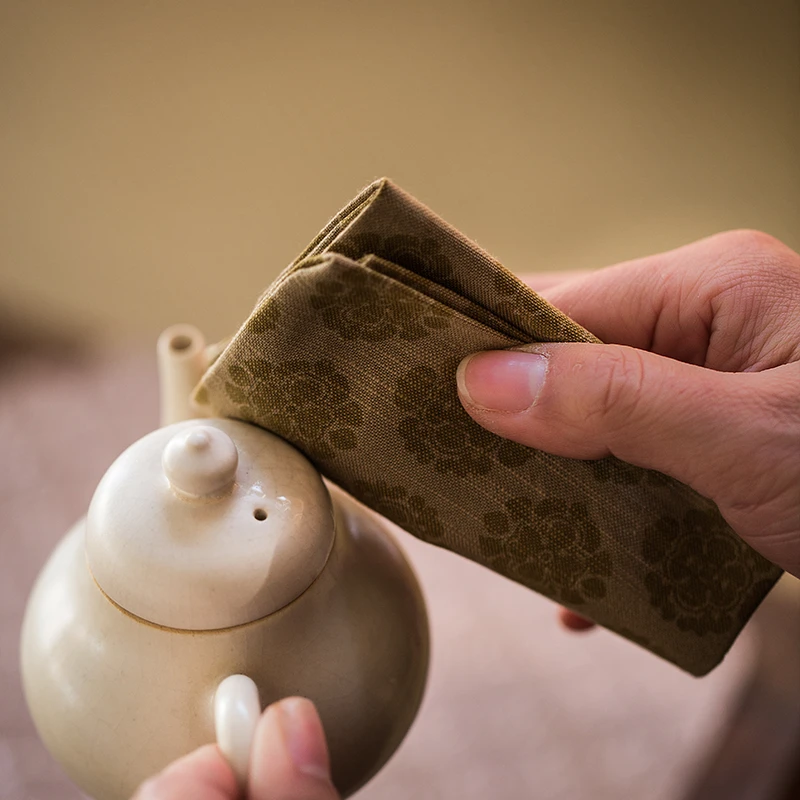 知舍原创朵花纹茶巾 瞬吸水 茶配好伴侣  织锦工艺  传统纹样中式