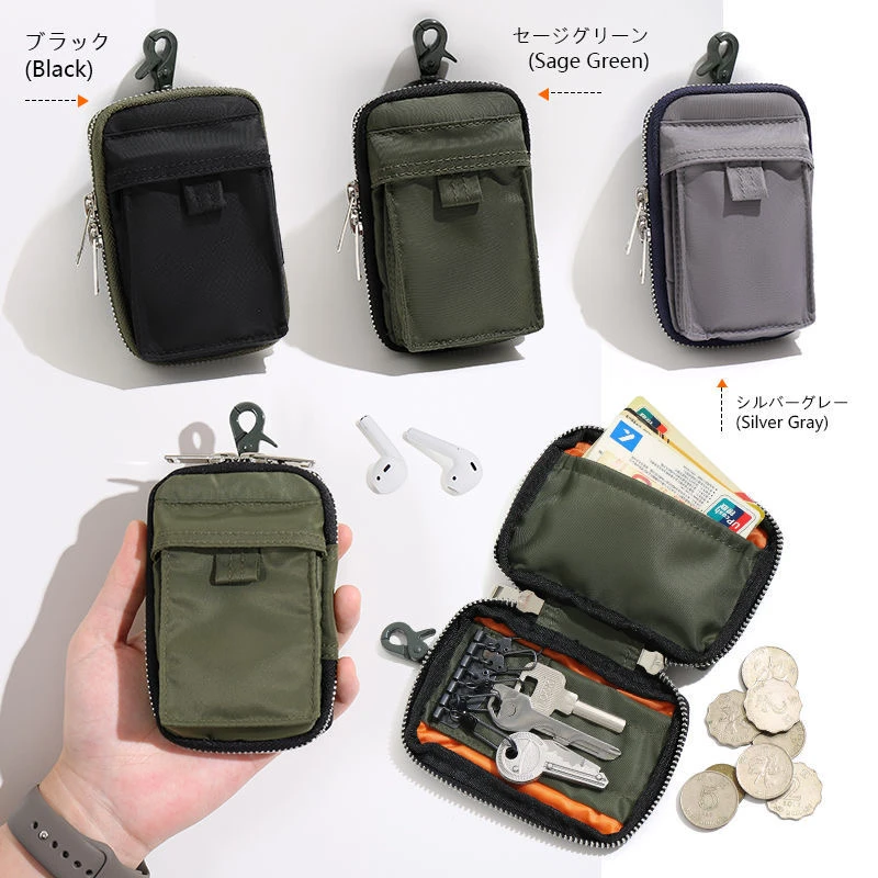 日系潮牌同款休闲尼龙防泼水零钱卡包拉链撞色钥匙包腰包潮小挂包