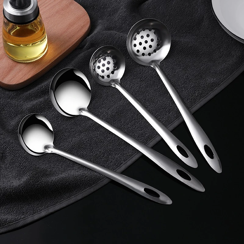 商用火锅汤勺漏勺加厚不锈钢家用盛汤匙长柄大号调羹稀饭粥勺子