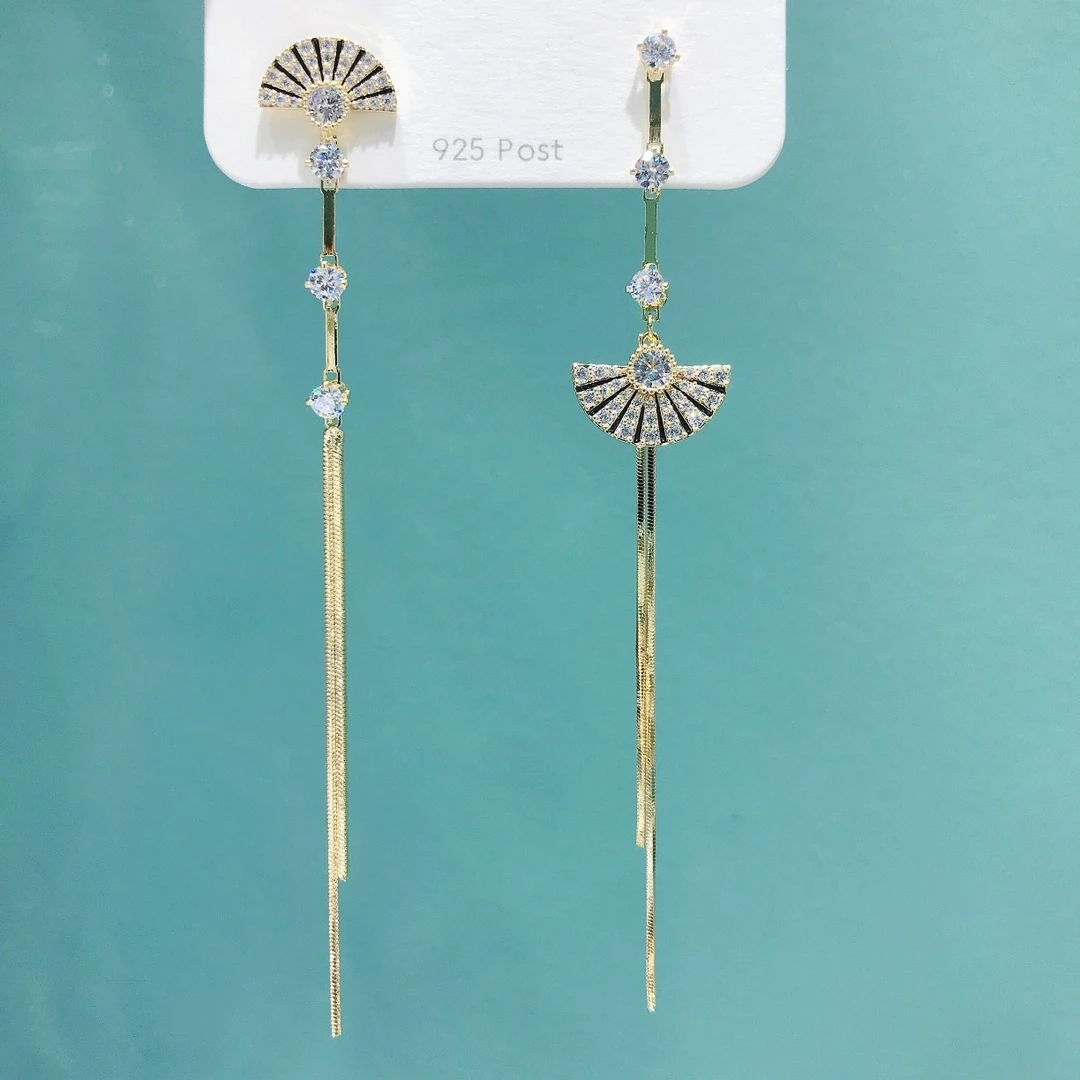 铜合金耳饰 扇形流苏耳环824号气质百搭新品时尚潮流精致个性耳饰