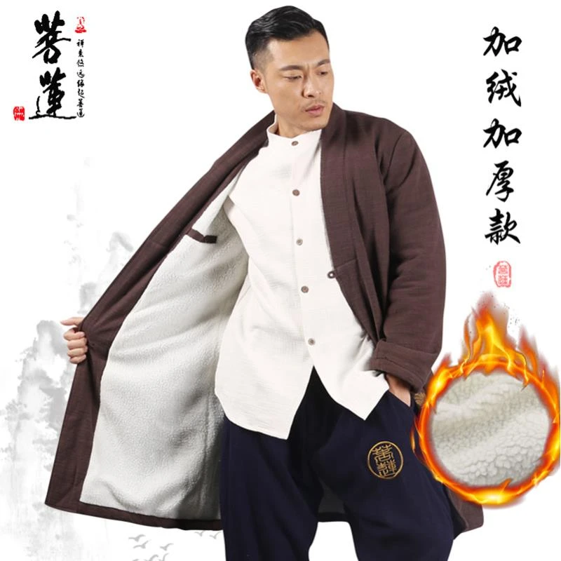 【断面福利】唐装男棉衣外套加绒冬季长款棉服禅意棉麻中国风棉袄