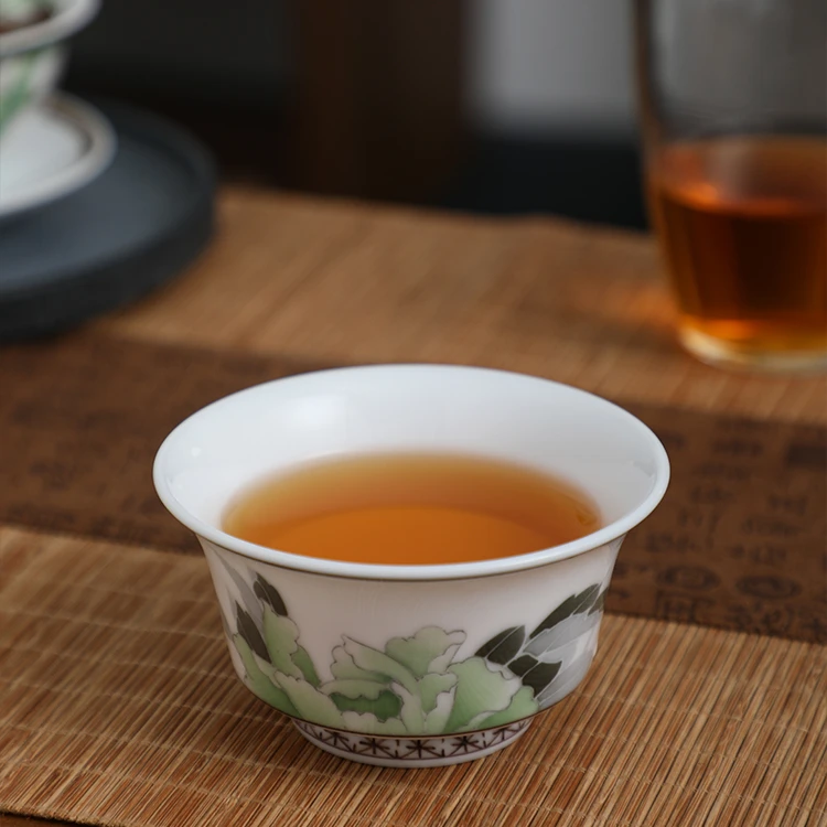 【官润窑】手绘主人杯手拉坯陶瓷品茗杯薄胎白玉瓷茶杯天香杯马蹄杯