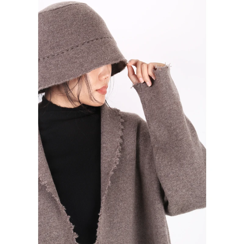 Runbo/润帛 春秋冬针织毛穗紫绒本色锁边渔夫帽休闲女帽子