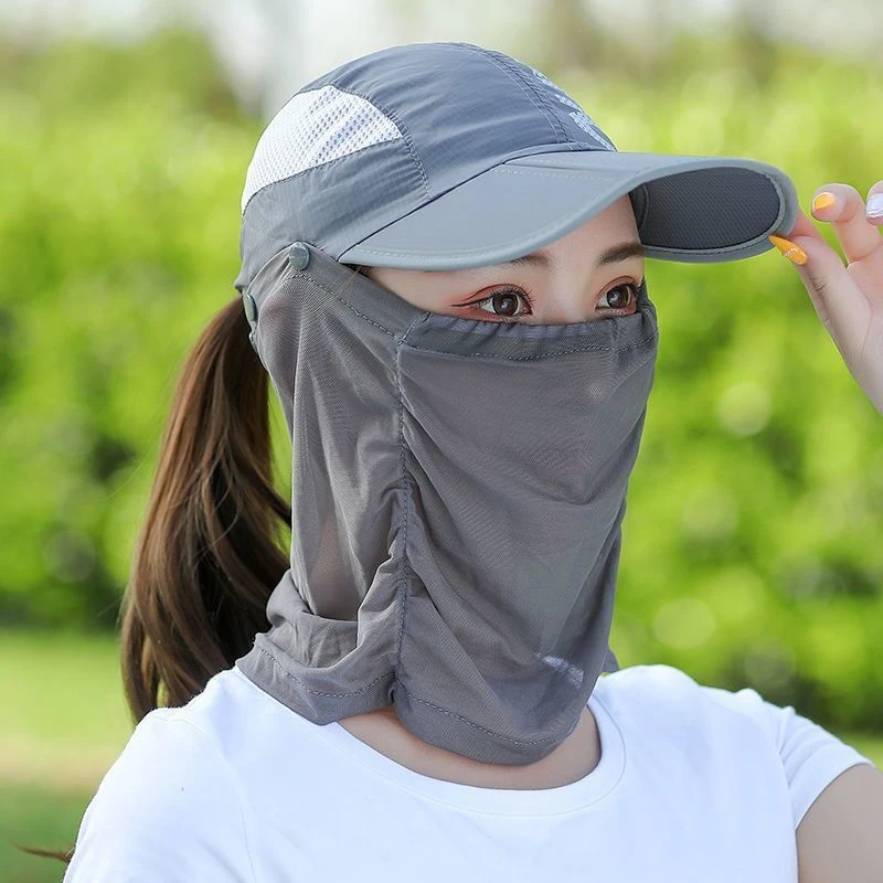 速干折叠遮阳帽女夏防晒透气骑车跑步户外帽登山遮脸护脖钓鱼帽男