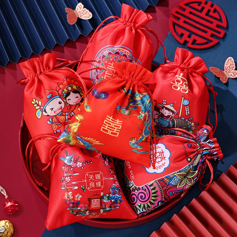 婚礼结婚婚庆用品纱袋锦缎喜糖袋子创意中国风糖果糖袋喜糖盒装烟