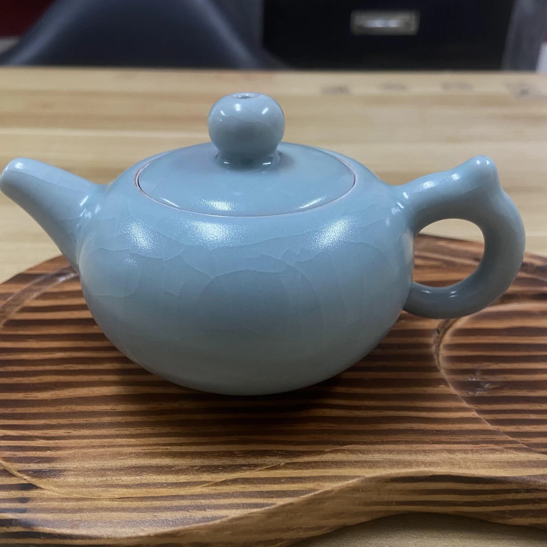 天青汝窑开片圆珠壶