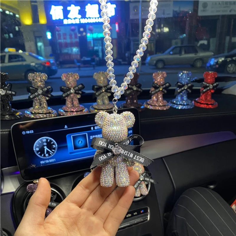 长腿欧巴熊挂件镶钻暴力熊挂件水钻车载后视镜挂件高档可爱挂件