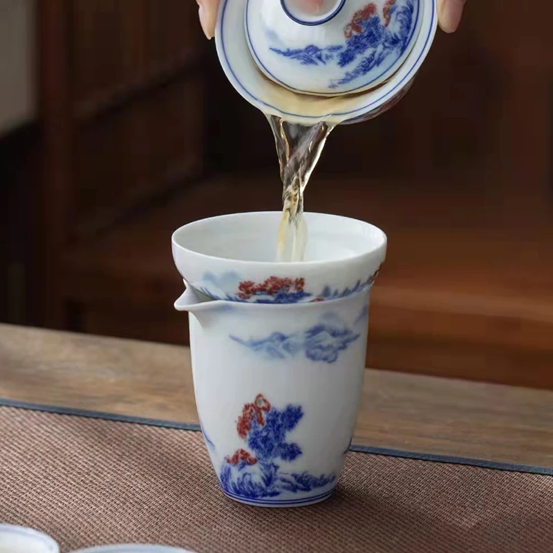 陶瓷公道杯茶漏杯青花瓷公杯简约家用茶海分茶器茶道功夫茶具配件