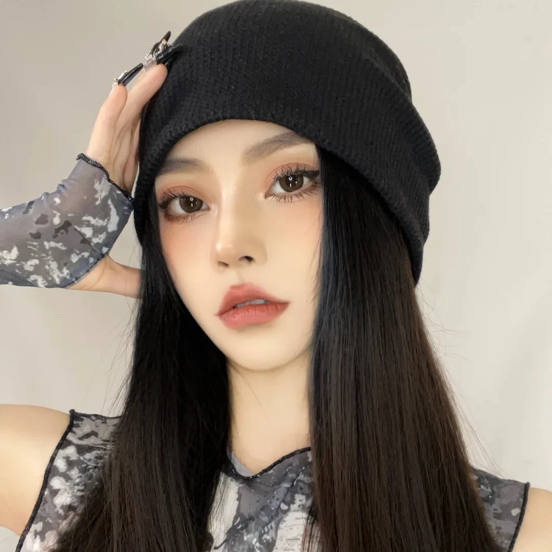 帽子女日风暗黑系百搭包头帽男女秋冬护耳保暖堆堆帽中性头巾帽潮