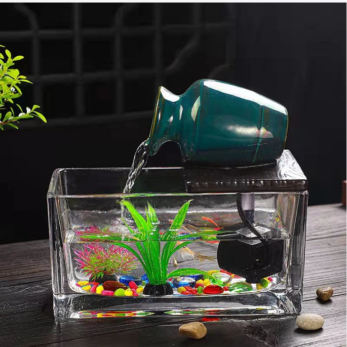 淘不淘器花瓶 循环流水搭配玻璃小鱼缸