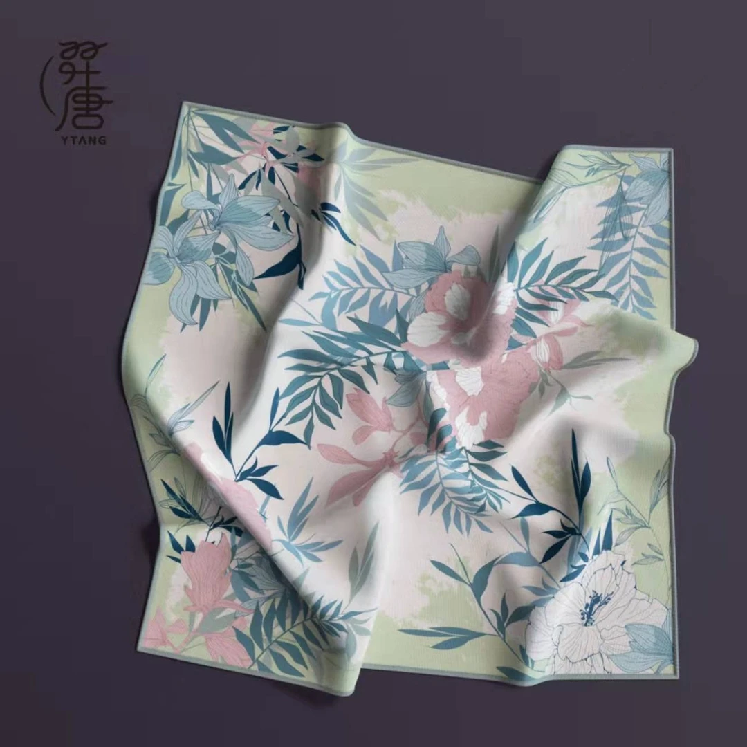 羿唐时尚花卉中方巾66*66
