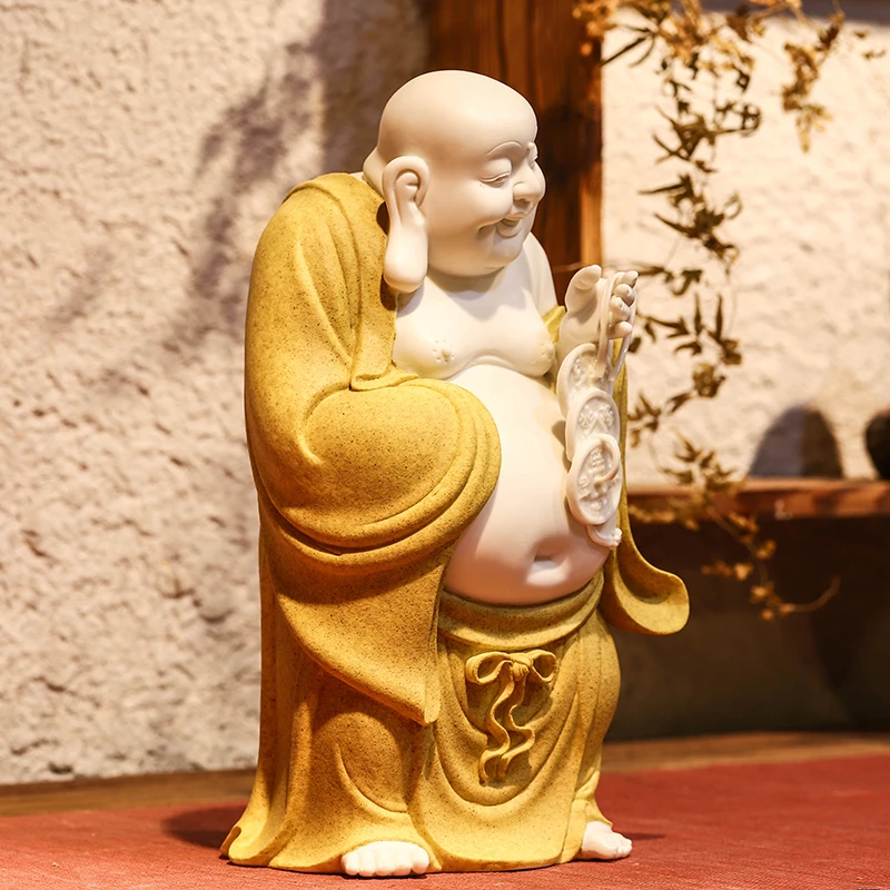 笑佛摆件大肚弥勒佛佛具创意乔迁礼品玄关客厅工艺品