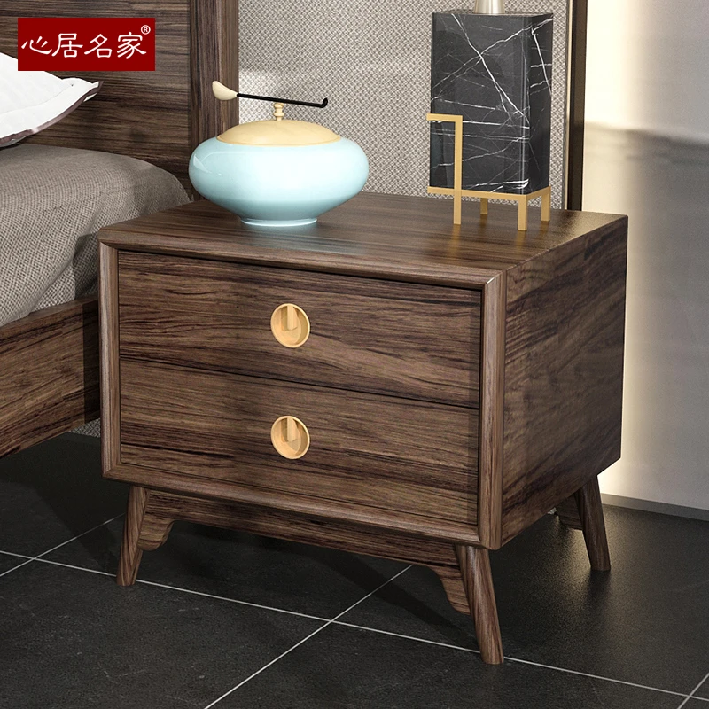 心居名家新中式实木床头柜进口乌金木卧室家具轻奢现代收纳柜储物