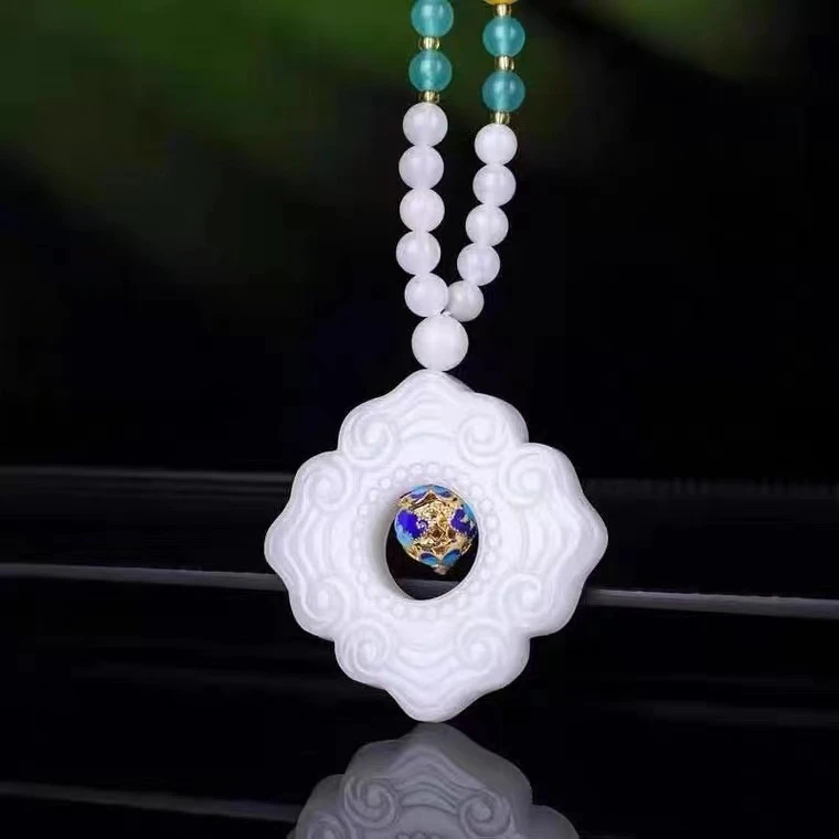 金枝家金丝玉毛衣链男女同款新疆玉简单大气