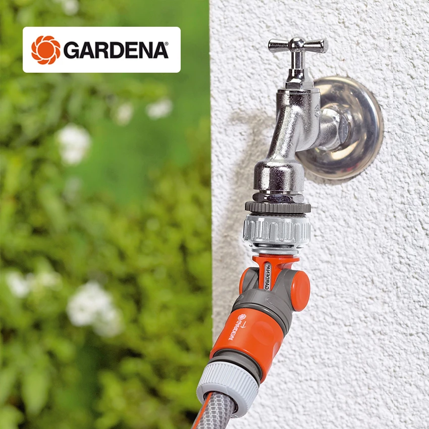 德国进口GARDENA嘉丁拿防水管缠绕180°可调旋转灌溉水龙头接头