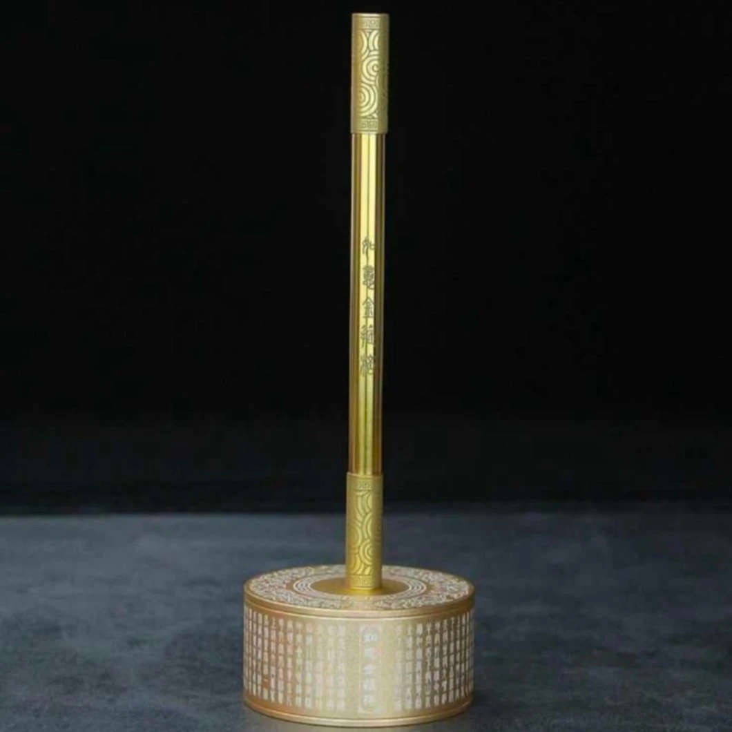 纯黄铜创意如意金箍棒高档中性笔学生作业办公签名用笔金色雕刻