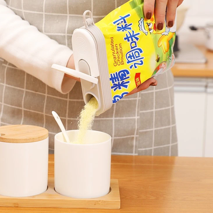日式双开口塑料袋密封带出料嘴零食品调料防潮保鲜封口夹密封夹